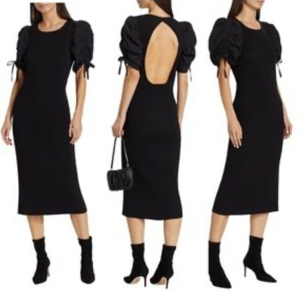 En Saison Anthropologie Maxime Black Midi Dress S